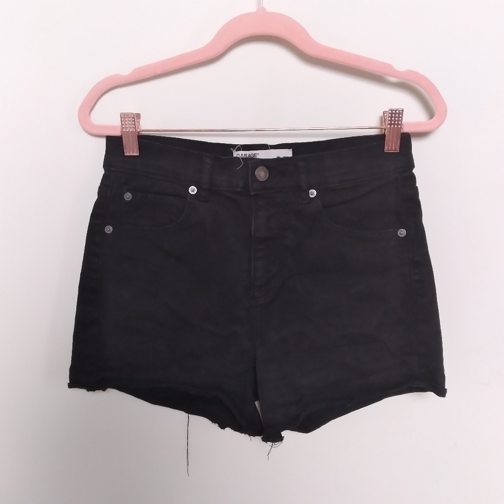 Garage Black Denim Retro High Waist Cut Off Shorts Size 3